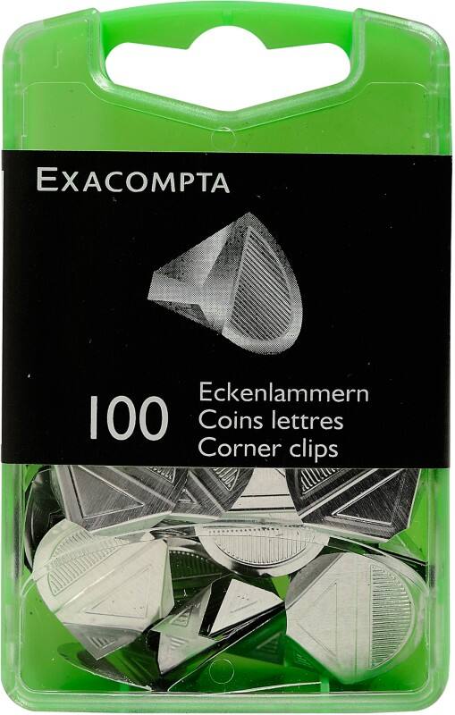 Exacompta Corner Clips Silver 14763E 5.7 (W) x 2.2 (D) x 9 (H) cm Pack of 500