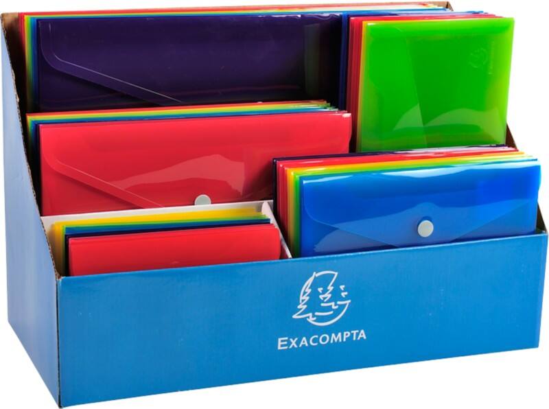 Exacompta Iderama PP Document Wallet + Display 34480E Press Stud PP (Polypropylene) Portrait and Landscape 17 (W) x 24 (D) x 37 (H) cm Assorted Pack of 60