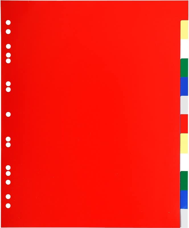 Exacompta Blank Dividers A4+ Assorted Tab 12 Part PP (Polypropylene) 11 Holes 93H Pack of 50