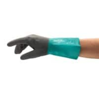 AlphaTec Non-Disposable Safety Gloves Nitrile, Nylon Size 10 Grey, Turquoise Pack of 6 Pairs of 2 Gloves