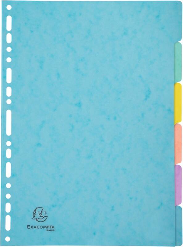 Exacompta Aquarel Blank Dividers A4+ Multicolour 6 Part Mottled Pressboard 17 Holes 7706E Pack of 25
