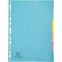 Exacompta Aquarel Blank Dividers A4+ Multicolour 6 Part Mottled Pressboard 17 Holes 7706E Pack of 25