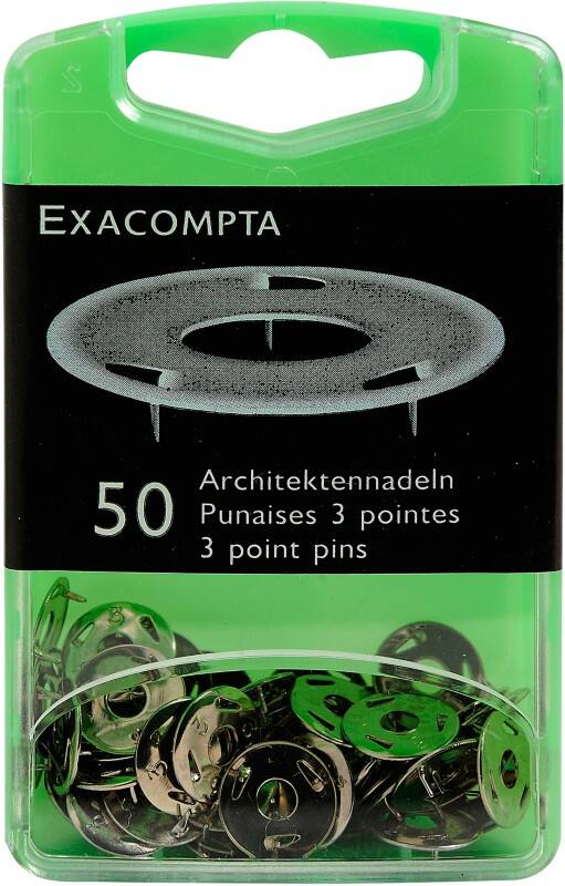 Exacompta Three-Point Drawing Pins Nickel Pack of 500