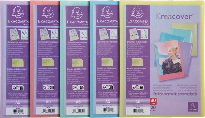 Exacompta Kreacover Pastel Display Book 20 Pockets A5 Assorted Pack of 10
