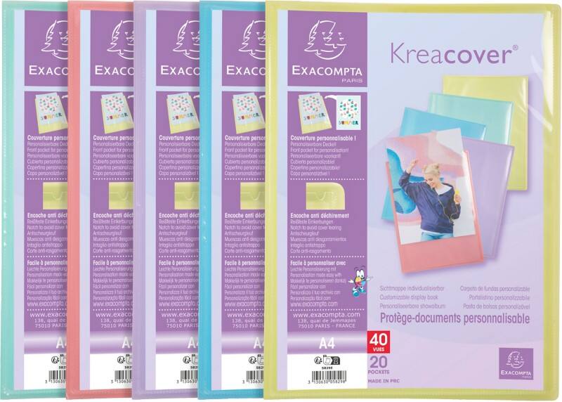 Exacompta Kreacover Pastel Display Book A4 Assorted Pack of 20