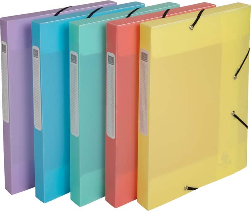 Exacompta Chromaline Pastel Filing Box 18570E A4 PP (Polypropylene) Rubber Band 24 (W) x 0.3 (D) x 32 (H) cm Assorted Colours 25 mm Pack of 10