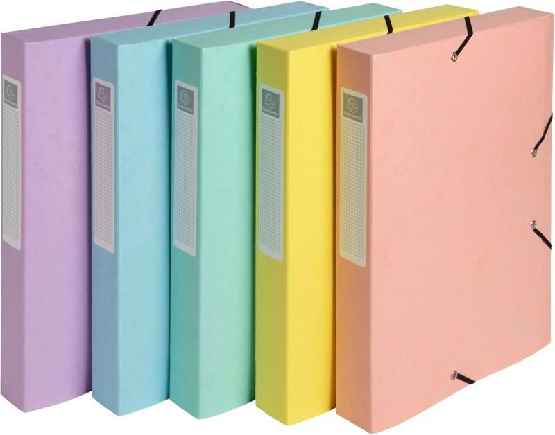Exacompta Aquarel Filing Box 14460E A4 Mottled Pressboard Rubber Band 25 (W) x 4 (D) x 33 (H) cm Assorted Colours 40 mm Pack of 10