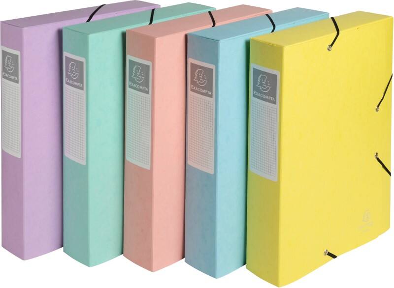 Exacompta Aquarel Filing Box 16460E A4 Mottled Pressboard Rubber Band 24.5 (W) x 0.3 (D) x 32.5 (H) cm Assorted Colours 60 mm Pack of 10
