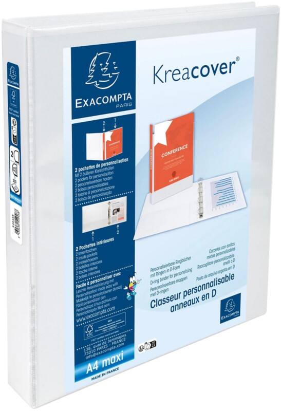 Exacompta Kreacover 25 mm Ring Binder PP (Polypropylene) A4+ 2 Rings White 54946E Pack of 10