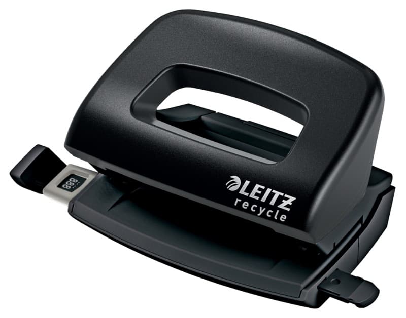 Leitz NeXXt Recycle Mini 2 Hole Punch 5010 CO2 Compensated 50% Recycled Plastic 10 Sheets Black