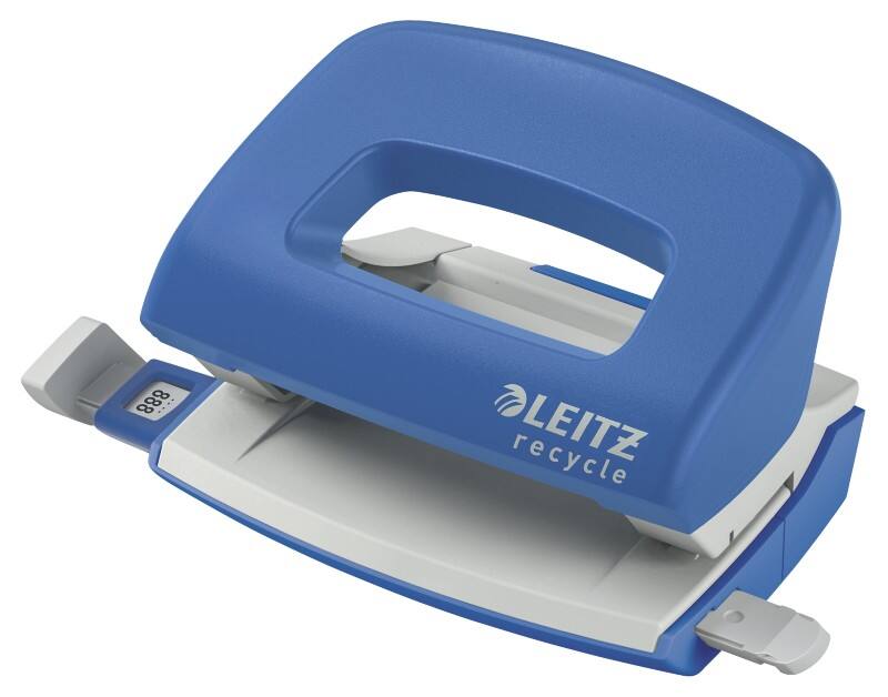 Leitz NeXXt Recycle Mini 2 Hole Punch 5010 CO2 Compensated 50% Recycled Plastic 10 Sheets Blue