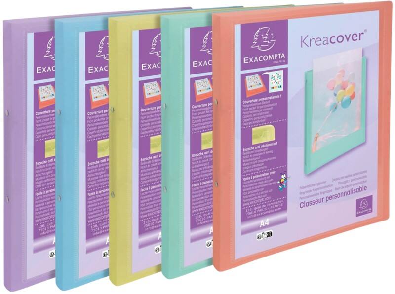 Exacompta Kreacover Pastel 15 mm Ring Binder PP (Polypropylene) A4 2 Rings Assorted 54279E Pack of 20
