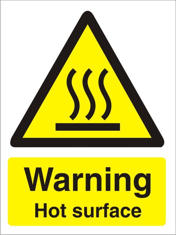Stewart Superior Warning Sign Warning: Hot Surface Adhesive Vinyl 7.5 x 5 cm Pack of 5