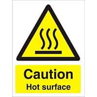 Warning Sign Caution: Hot Surface Vinyl 7.5 x 5 cm Pack of 5