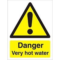 Warning Sign Very Hot Water Plastic 7.5 x 5 cm Pack of 5