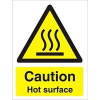 Warning Sign Caution: Hot Surface Plastic 7.5 x 5 cm Pack of 5