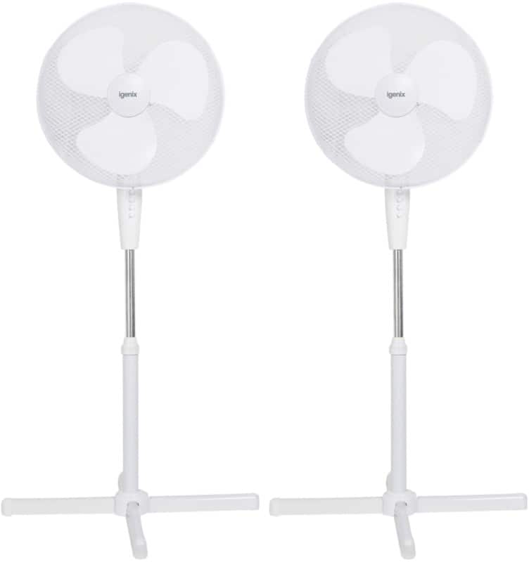 igenix Oscillating Height Adjustable Pedestal Fan Main 3 Speeds 124 cm White DF1655 40.64 cm Pack of 2