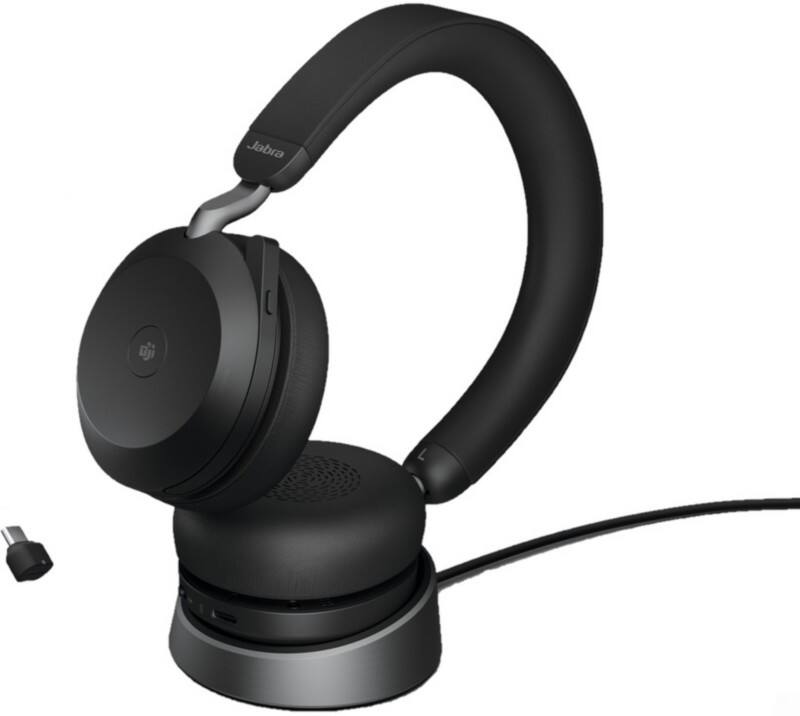 Jabra Evolve2 75 Link390 Wireless Headset Over-the-head USB With Bluetooth Active Noise Cancelling Stereo Black