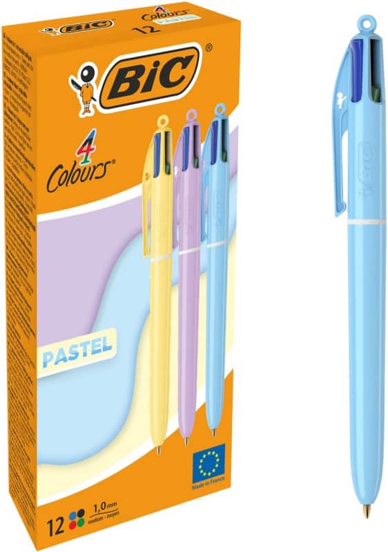 BIC 4 Colours 517320 Ballpoint Pen Assorted 1 mm Medium Ballpoint Refillable  Pack of 12