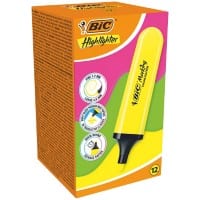 BIC Highlighter B12 Yellow Chisel 1.2 mm Pack of 12
