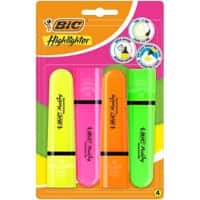 BIC Highlighter Neon Yellow, Pink, Green, Orange Chisel 1.2 mm Pack of 4