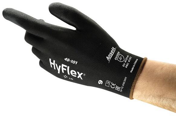 Ansell HyFlex Mechanical Protection Gloves PU (Polyurethane) Size 6 Black 12 Pairs
