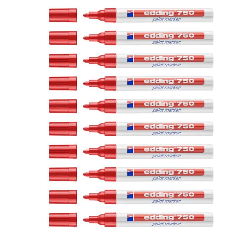 edding 750 Paint Marker Red Bullet 4 mm 10 Pieces