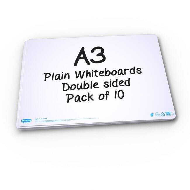 Show-me Whiteboard Set Non Magnetic Polypropylene Double Sided 29.7 (W) x 42 (H) cm Pack of 10