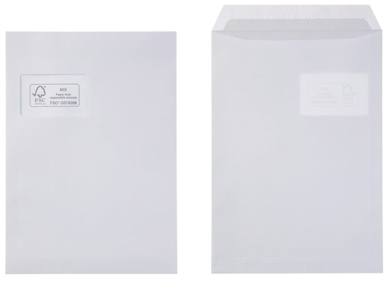Viking C4 Peel and Seal Business Envelopes White 229 (W) x 324 (H) mm Window 100 gsm Pack of 75