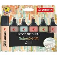 STABILO BOSS ORIGINAL NatureCOLORS Marker Assorted Broad Chisel 2 - 5 mm Pack of 6