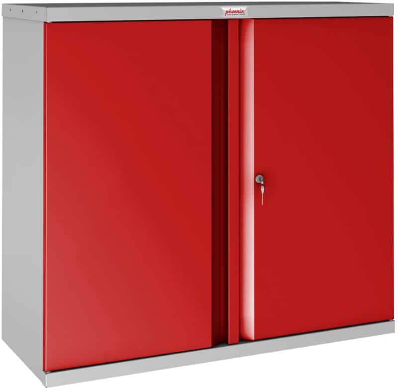 Phoenix SC Cupboard Steel 1 Shelf Lockable 1,000 x 500 x 1,000 mm Grey, Red