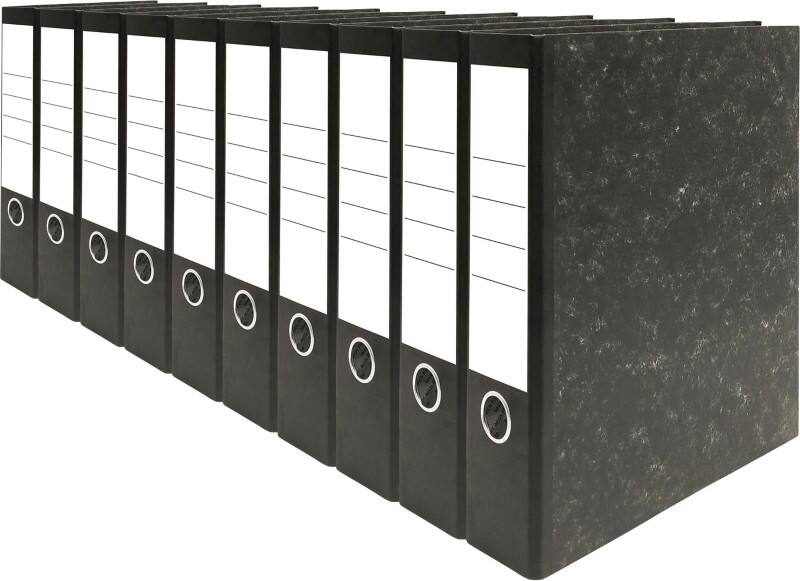 Wide Lever Arch File A4 80 mm Black Marble 2 Rings Marbled Pack of 10
