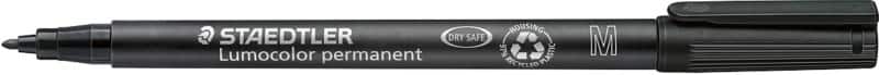 STAEDTLER Lumocolor OHP Marker Medium Bullet 1 mm Black Refillable Pack of 10