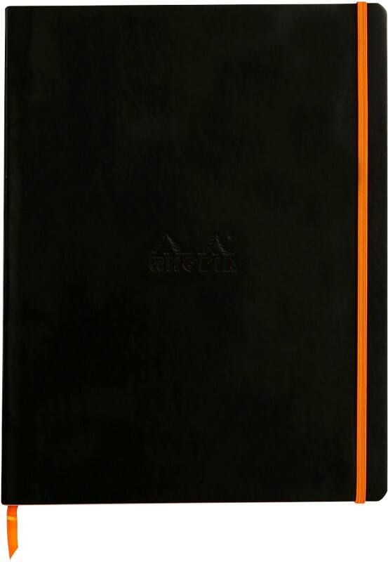 Rhodia Notebook A4+ Ruled Casebound Side Bound Soft Cover Black Not perforated 160 Pages
