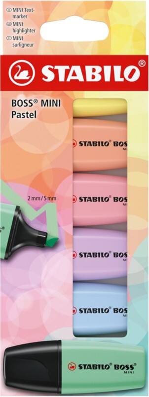 STABILO BOSS MINI 07/6-2-01 Highlighter Assorted  Broad Chisel  - 5 mm Pack of 6