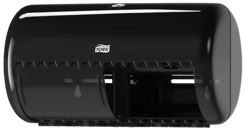 Tork Twin vertical T4 Toilet Paper Dispenser Plastic Lockable Manual Black  