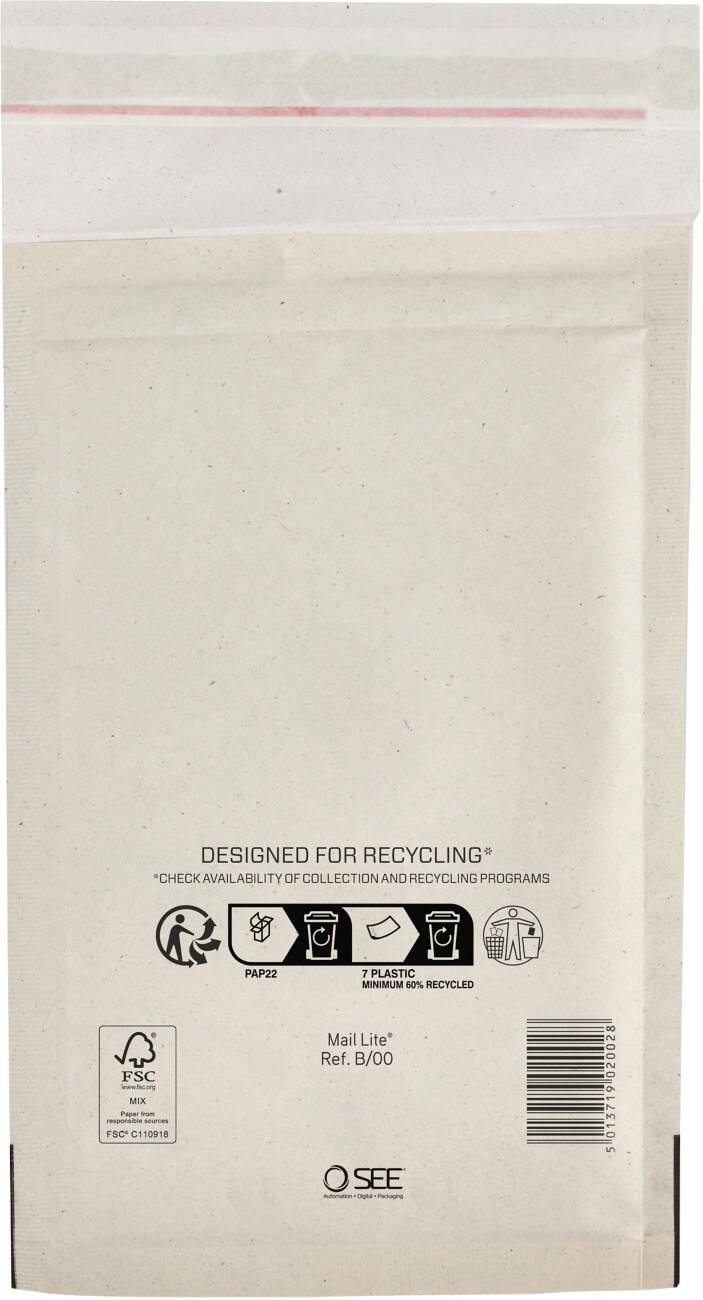 Mail Lite Padded Envelopes B/00 Plain Peel and Seal Pack of 200