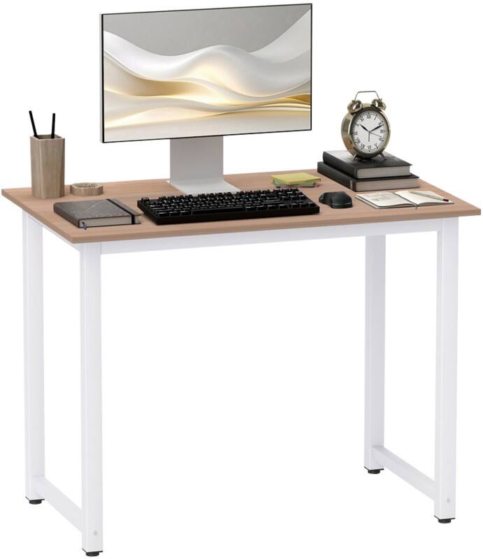 HOMCOM Desk Rectangular Oak 4 Feet 1,000 (W) x 600 (D) x 760 (H) mm Particle Board, Steel