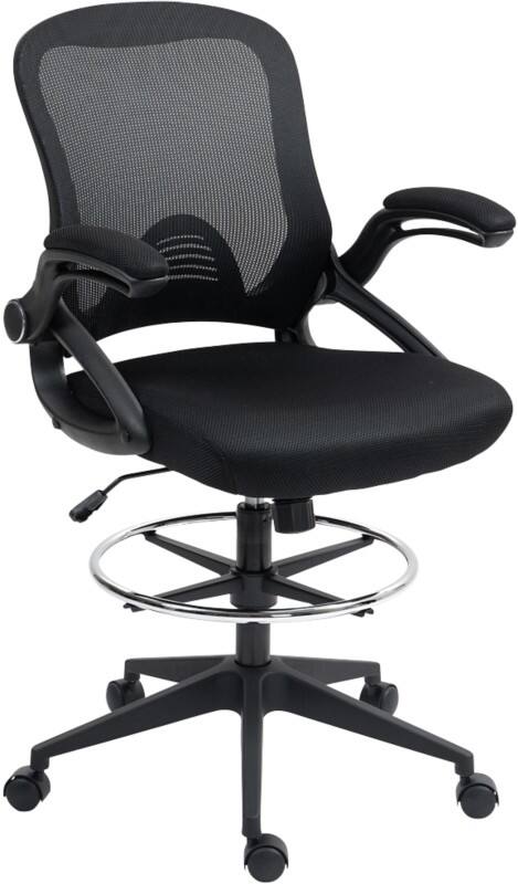Vinsetto Draughtsman Chair Basic Tilt Black 120 kg 921-190V70BK 640 x 600 x 1,260 mm