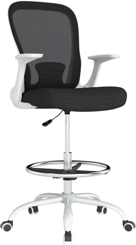HOMCOM Draughtsman Chair Basic Tilt Black, White 120 kg 921-824V70BK 620 x 590 x 1,190 mm