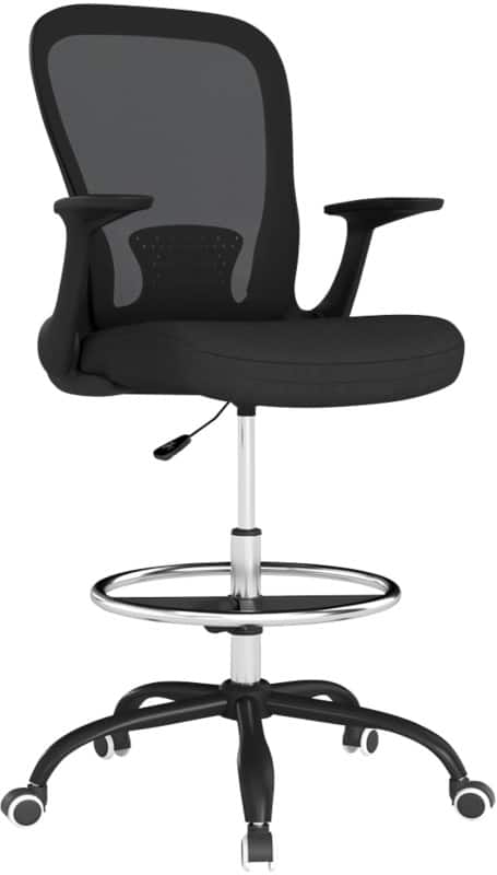 HOMCOM Draughtsman Chair Basic Tilt Black 120 kg 921-824V71BK 620 x 590 x 1,190 mm