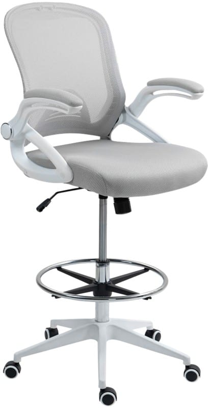 Vinsetto Draughtsman Chair Basic Tilt Light Grey 120 kg 921-190V70LG 640 x 600 x 1,260 mm