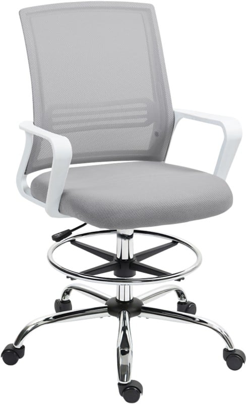 HOMCOM Draughtsman Chair Basic Tilt Grey 120 kg 921-825V70GY 580 x 580 x 1,230 mm