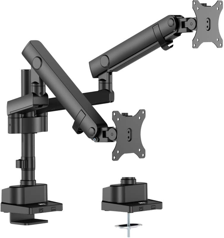 ACT Office Solid Pro Dual Monitor Arm Desk Mount Height Adjustable 2.8 cm x 65.5 cm x 110 cm Black 35" mechanical spring, 2 monitors