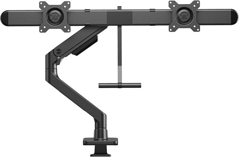 ACT Office Premium Dual Monitor Arm Desk Mount Height Adjustable 17 cm x 54 cm x 89 cm Black 32" gas spring, 2 monitors