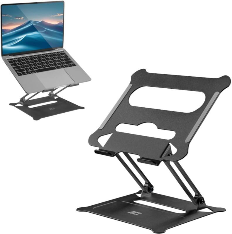 ACT Foldable Laptop Stand Height Adjustable 23.4 cm x 5.3 cm x 26 cm Black
