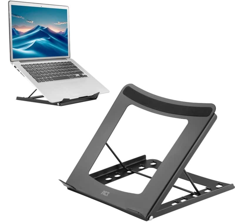 ACT Foldable Laptop Stand Height Adjustable 22.6 cm x 3.5 cm x 22.5 cm Black