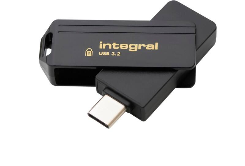 Integral Flash Drive 32 GB USB Type-C Black, Gold