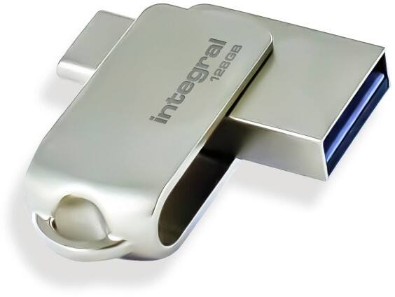 Integral Flash Drive 128 GB USB Type-A, USB Type-C Silver