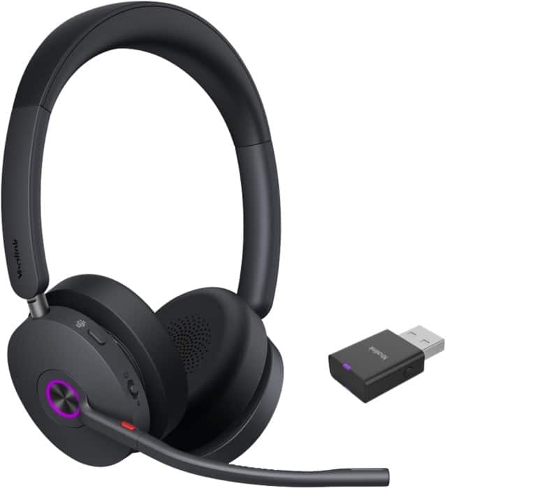 Yealink WH68 ANC Wireless Headset Teams Hybrid DECT/Bluetooth Stereo USB-A DECT Dongle